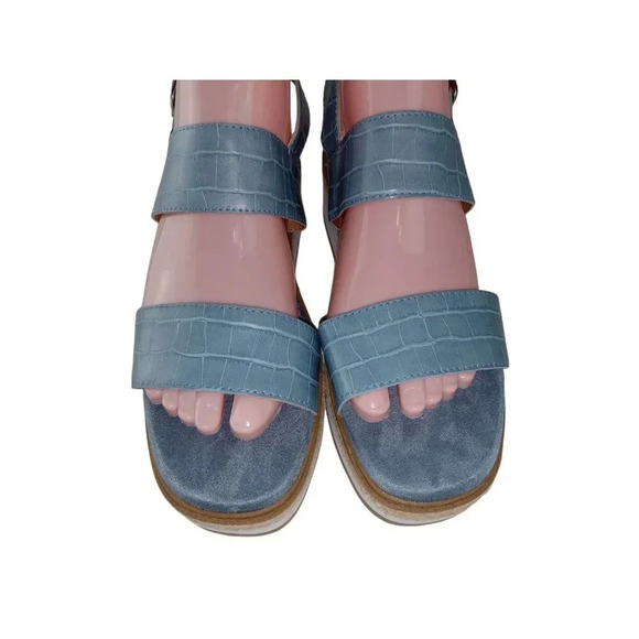 Baretraps Womens Slingback Sandal Blue Leather Crocodile Skin Open Toe Size 7.5M - Picture 5 of 9